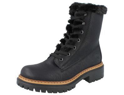 RIEKER Damen Stiefel Winterstiefel Bikerbootsschwarz Kunstleder