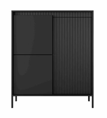 FURNIX Kommode Rebeca Sideboard mit Türen und Metallbeine Schwarz