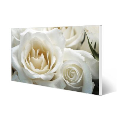 banjado® Magnettafel aus Stahl weiß magnetisch Motiv White Roses