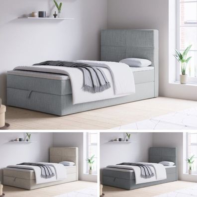 Boxspringbett NOLA MINI Bett mit Bettkästen Stauraum Einzelbett Matratze H3