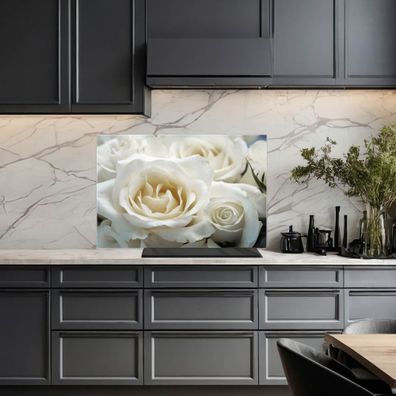 banjado® Küchenrückwand aus gehärtetem Glas magnetisch Motiv White Roses