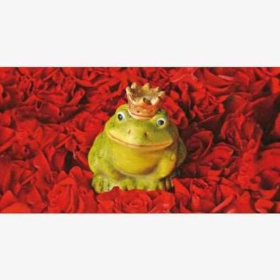 Glückwunschkarte aus Puzzleteilen Frosch Froschkönig Rosen rote Rosen Puzzle