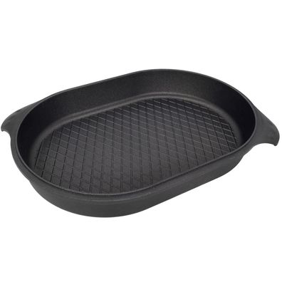 SKK Fischpfanne 42x28 cm Induktion oval Bratpfanne mit BBQ Boden & Seitengriffe