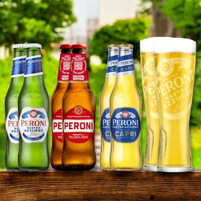 Peroni Genuss-Paket 6x 0,33 L und zwei Gläser