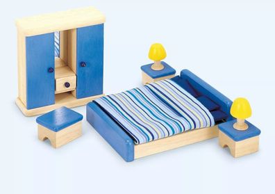 Pintoy Schlafzimmer Möbel für Puppenhaus Holz Möbelset Wohnraum NEU