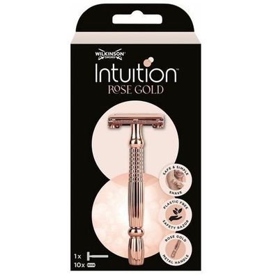 Wilkinson Intuition Damenrasierer Rose Gold mit austauschbaren Klingen - Griff + 10 K