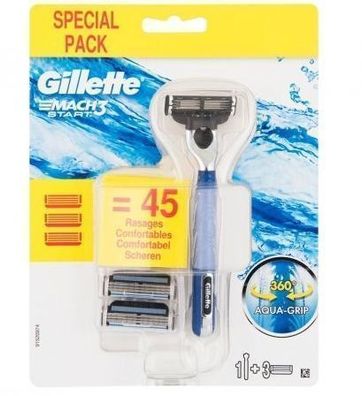 Gillette Mach3 Rasierer + 3 Ersatzklingen