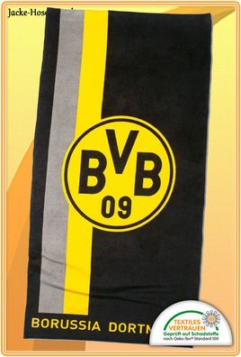 Borussia Dortmund BVB Duschtuch Badetuch Schwarz Gelb Grau Streifen Gr: 70x140cm NEU