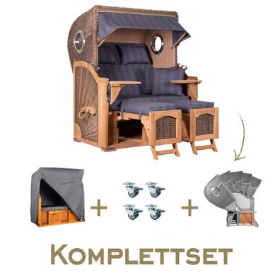 Strandkorb Komplettset Düne Teak PE Grey Dessin 582