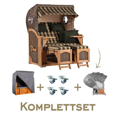 Strandkorb Komplettset Düne Teak PE Grey Dessin 506