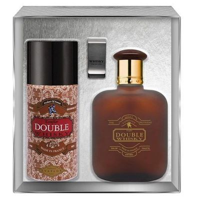 Evaflor Herrenduft-Set: Double Whisky EdT 100ml + Deospray 150ml & geldklammer