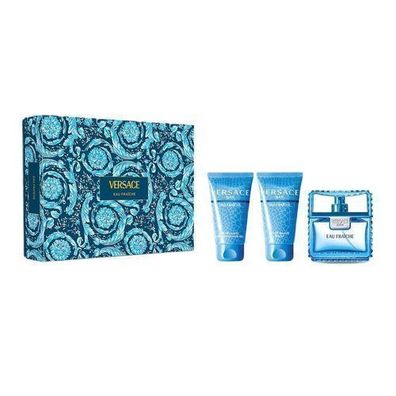 Versace Man Eau Fraiche Set: Duftwasser 50 ml + Duschgel 50 ml + Aftershave-Balsam 50