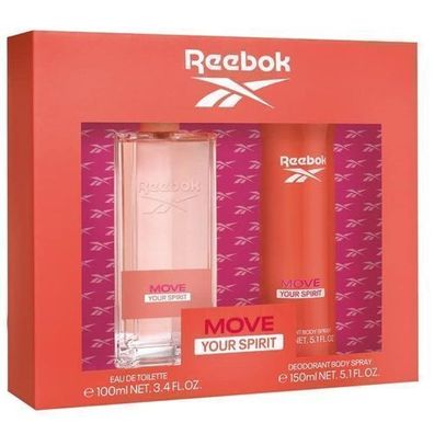 Reebok Move Your Spirit Damenparfém Set: Eau de Toilette 100 ml & Deodorant Spray 150