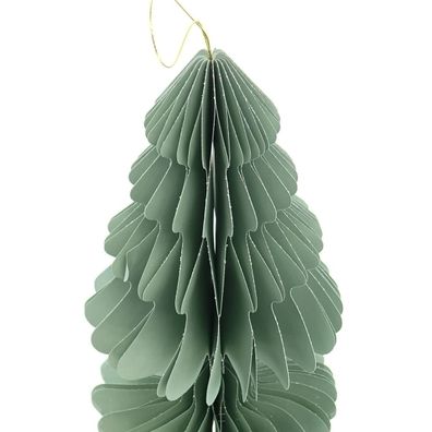 Kaemingk Weihnachtsanhänger Tannenbaum Mintgrün Glitter & Aufhänger 14,5 cm - Papier