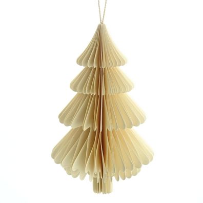 Kaemingk Weihnachtsanhänger Tannenbaum Beige Glitter & Aufhänger 14,5 cm - Papier