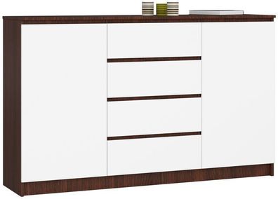 Kommode AKORD K160 Wenge 160 cm 2 Türen Front Weiß B160 x H99 x T40 cm