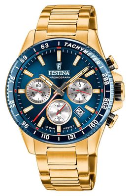 Festina Herrenuhr Chronograph Goldfarben/Blau F20634/2