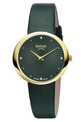 Boccia Damen-Armbanduhr Titan Dunkelgrün/Goldfarben 3364-04