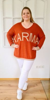 Italy 44 46 48 Pullover Pulli Oversize langarm mit Wolle KARMA Farbe: Rost