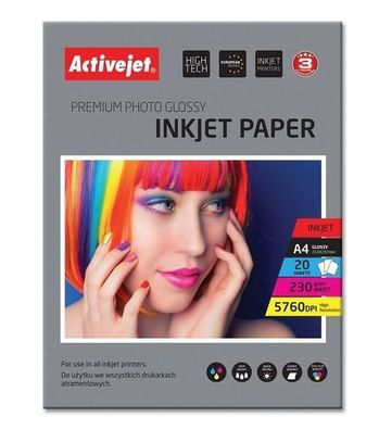 ActiveJet Fotopapier A4, 20 Blatt, glänzend