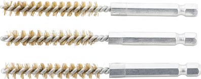 Messingbürste | 8 mm | Antrieb Außensechskant 6,3 mm (1/4") | 3-tlg. BGS