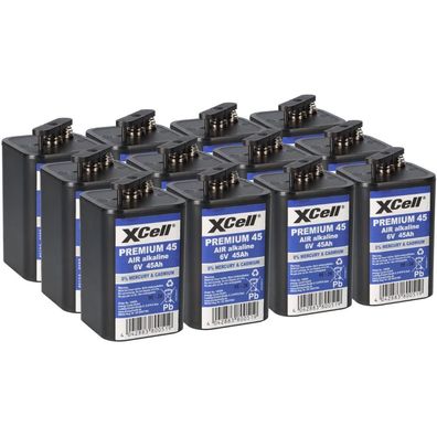 12x 4R25 XCell Premium 45 Blockbatterie 6V 45Ah für Baustellenlampe