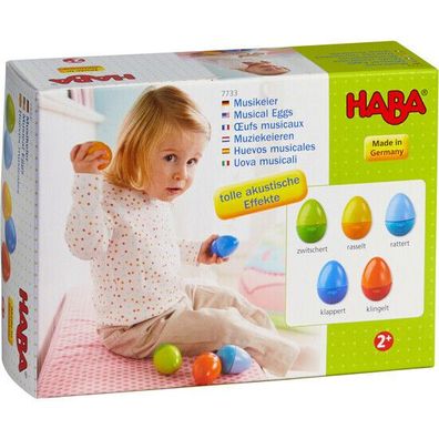 HABA Musikeier 5er Set Holz Kinder Spielzeug Rasseleier Kleinkind