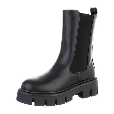 Chelsea Boots High | Damen Stiefelette - Black