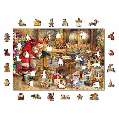 WOODEN CITY Holzpuzzle Werkstatt des Weihnachtsmanns 2in1, 505 Teile ECO