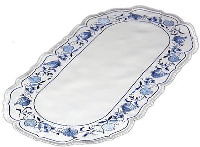 Plauener Spitze Tischläufer Oval 23x46 Stickerei Zwiebelmuster Deckchen Tischdecke