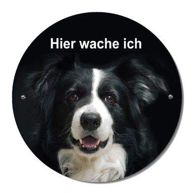 Border Collie-Hund-Aluminium-Schild-120 mm Ø-Türschild-Warnschild-Hundeschild