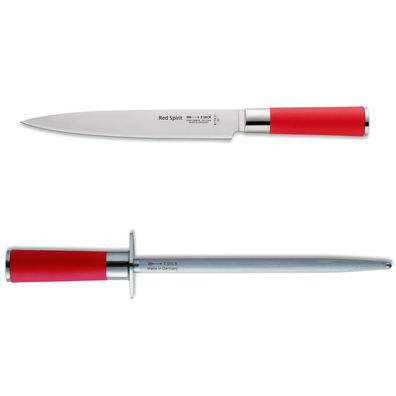 Dick Red Spirit langes Tranchiermesser 21 cm runder Standardzug Wetzstahl 25 cm