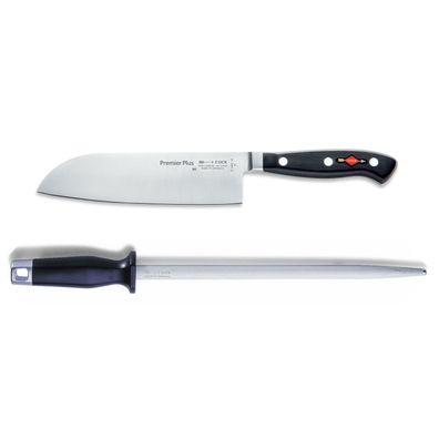 Dick Premier Plus Santoku Messer 18 cm & runder Standard Wetzstahl 25 cm