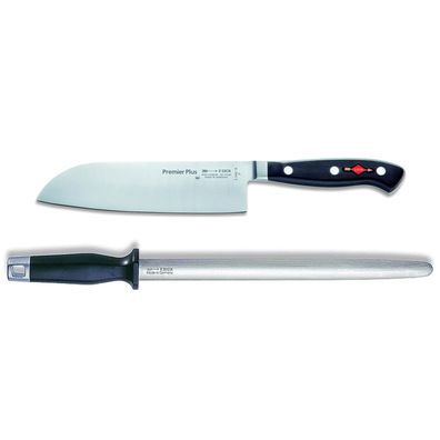 Dick Premier Plus Santoku Messer 18 cm & ovaler Standard Wetzstahl 30 cm