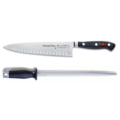 Dick Premier Plus Kochmesser 21 cm Kullen & runder Standard Wetzstahl 30 cm