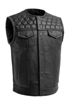 Lederweste, Herren Hunt Club Honey Grill Steppstich Leder Build Denim Style Rider