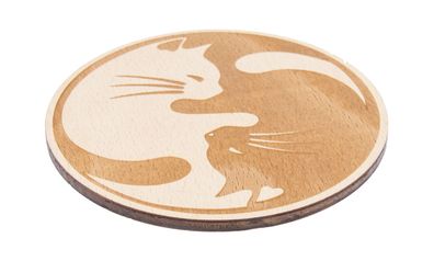 Getränke-Untersetzer natur Katzen 4er Set