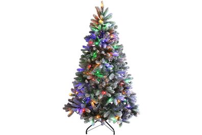 Kunst LED Weihnachtsbaum 150 cm beschneit 150 LEDs multicolor warmweiß