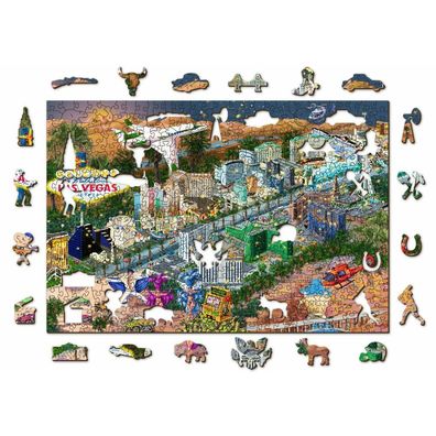 WOODEN CITY Holzpuzzle Willkommen in Las Vegas 2in1, 505 Teile ECO