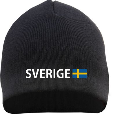 Sverige Beanie Mütze - Bestickt - Strickmütze Wintermütze - Größe: Einhe