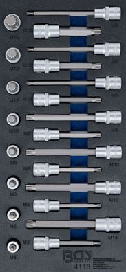 Werkstattwageneinlage 1/3: Bit-Einsatz-Satz | Antrieb Innenvierkant 12,5 mm (1/2")