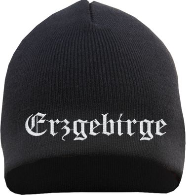 Erzgebirge Beanie Mütze - Altdeutsch - Bestickt - Strickmütze Wintermütz