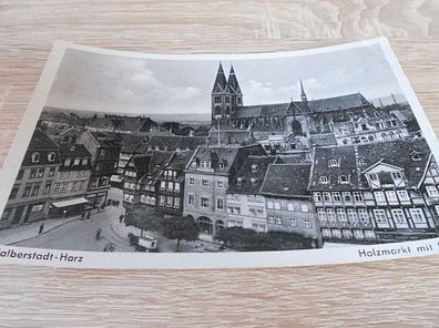 4825 / Ansichtskarte - Halberstadt Harz - Holzmarkt mit Dom