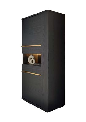 Wohnzimmerschrank Pegaso 2-Türig in Schwarz/Gold