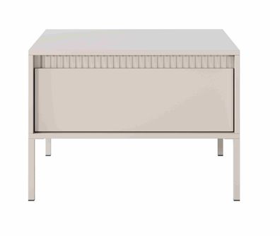 FURNIX Kaffeetisch Rebeca Couchtisch mit ein Schublade Metallbeine Beige