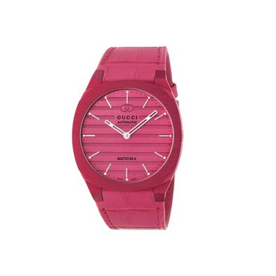 Gucci – YA163326 – Gucci 25H 40 mm rotes mehrschichtiges Aluminiumgehäuse, rotes Mess