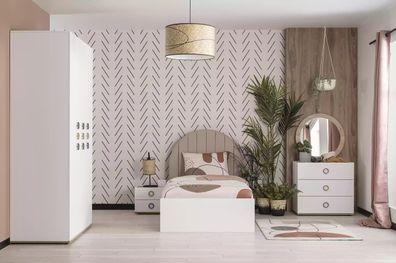 Garnitur Kinderzimmer Komplete Bett Kindermöbel Holz Weiß Set 5Tlg