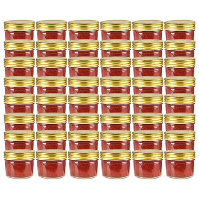vidaXL Marmeladengläser mit goldenem Deckel 48 Stk. 110 ml