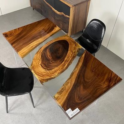 Holz Massive Möbel Esstisch Epoxid Harz Echtes Epoxy Tisch Giessharz Wasserfall