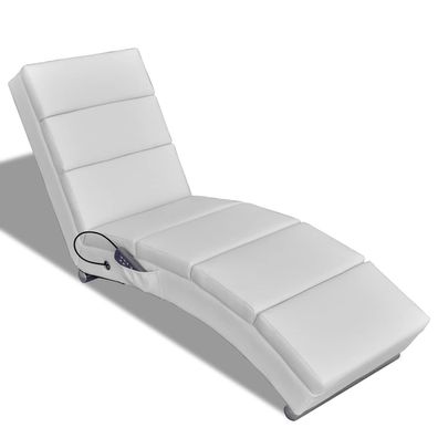 vidaXL Massage-Chaiselongue Weiß Kunstleder